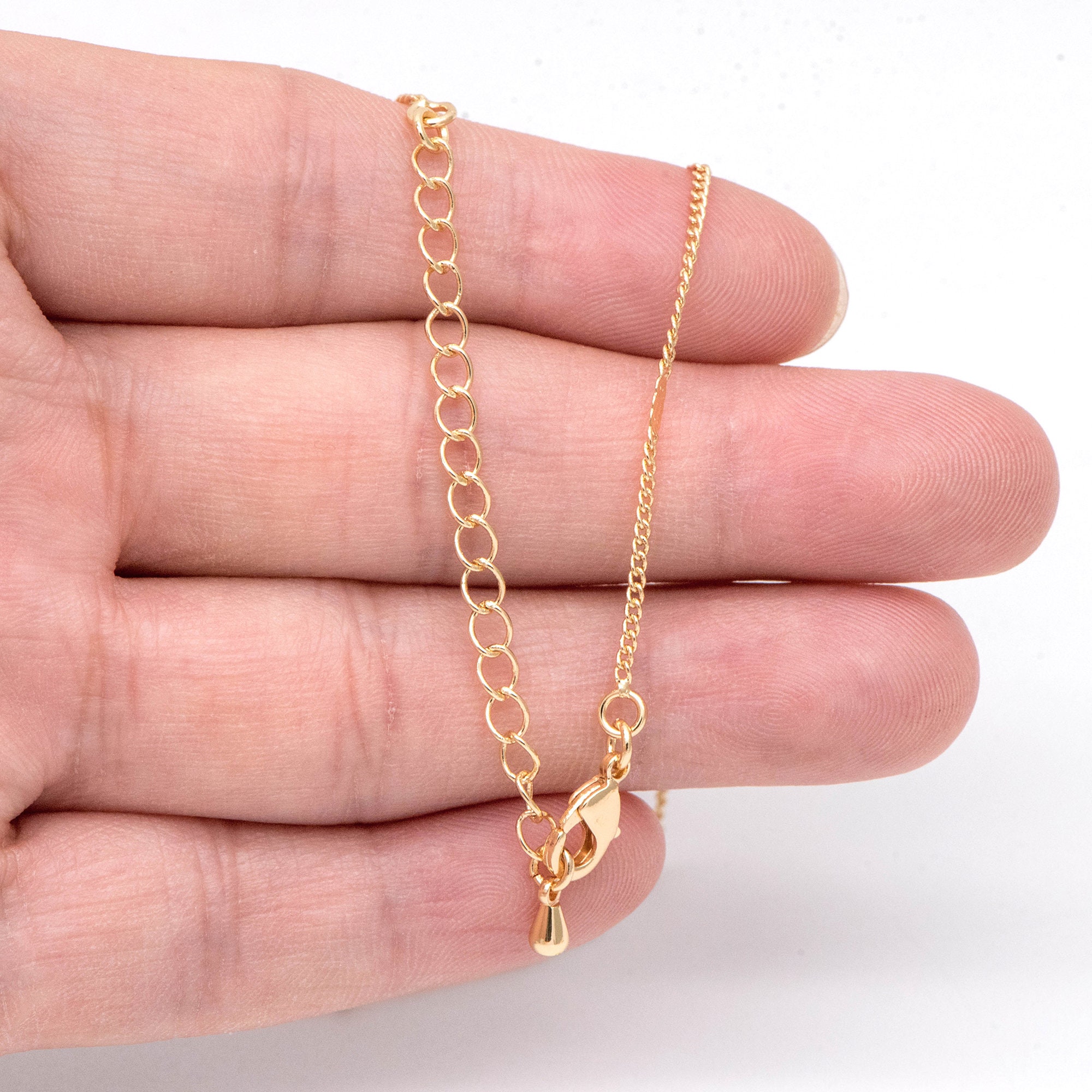 Flat Curb Chain Finished Necklace Ready to Wear 18K Gold Etsy