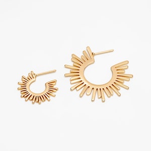 10pcs Gold/ Silver Tone Sun Round Earrings 20/35mm, Gold/ Rhodium plated Brass Sun Jewelry, Sun earrings (#GB-1227) Gold