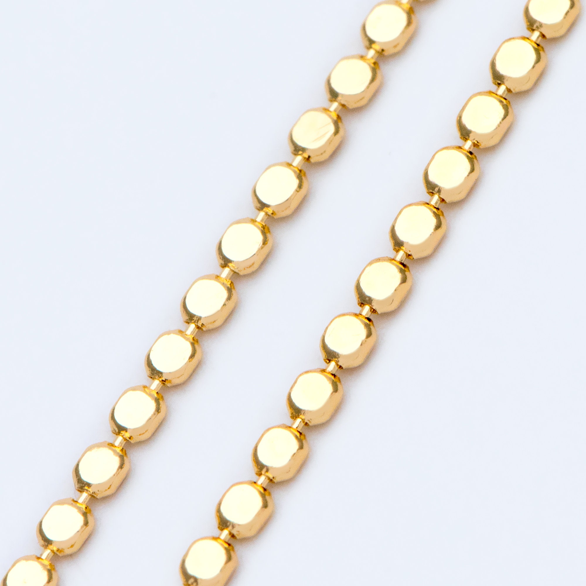 Gold plated Brass Beaded Chains 2mm Craft Jewelry Chain Etsy