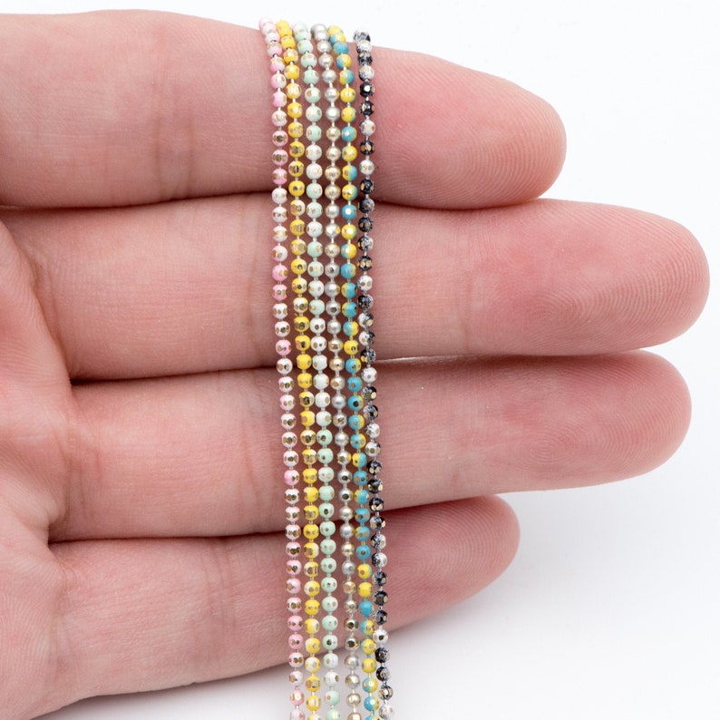 Multi Colors Tiny Chains 5 Meters=16.5ft #LK-256 Dainty Faceted Brass Ball Chain 1.6mm