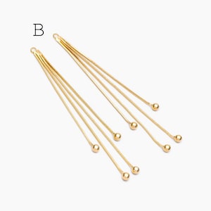 4pcs Chain Tassel Charms, Gold/ Rhodium plated Brass, Tassel Earring Components (GB-3523) #B