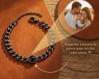 Personalisiertes Fotoarmband für Paare – Armband mit versteckter Fotoprojektion für Männer – Geschenk zum Valentinstag, Jahrestag oder als Erinnerungsgeschenk