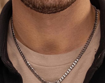 Personalisierte Namenskette für Herren – Kubanische Kette mit gravierten Familienperlen – Geschenk für den Ehemann, Geburtstagsgeschenk für Männer, Geschenk für Paare, Vatertagsschmuck
