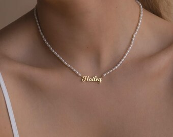 Personalisierte Perlenkette von Lovyra für Damen • Zarte Perlenkette aus Gold und Silber • Minimalistischer Perlenschmuck • Geschenk für Sie