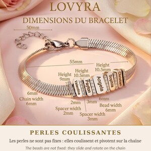 Grandma Bracelet with Grandkids Names – Engraved Multi Name Beaded Bracelet Gold – Nana Gift, Family Jewelry, Christmas Gift for Grandma image 2