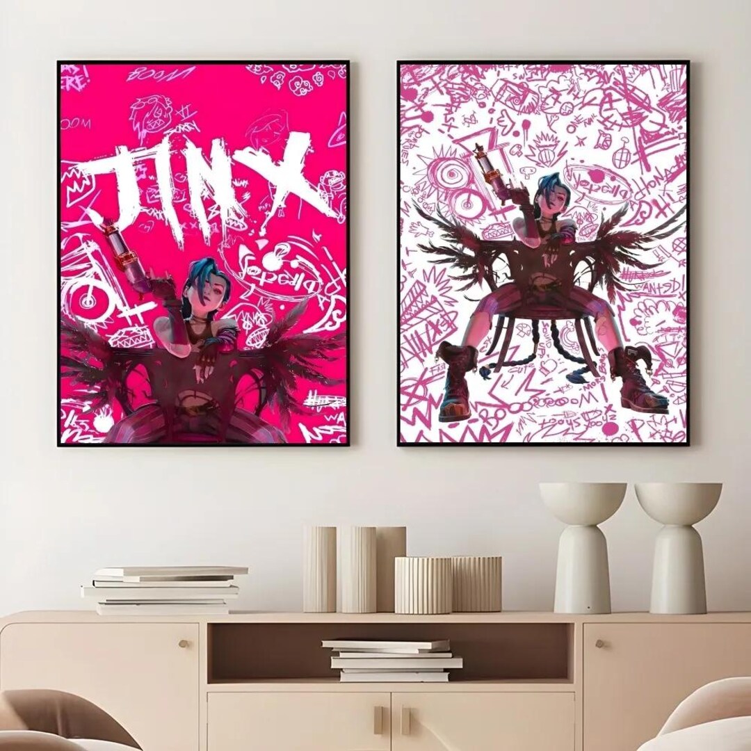 Cartoon Anime Game Arcane J-jinx Main Art Poster Sticky Wall Art ...