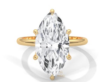 4.60 Ct Marquise Cut Lab Grown Diamond Engagement Ring, Solitaire Diamond Ring, IGI Certified Bridal Ring