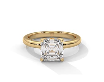 2.10 Ct Asscher Cut Lab-Grown Diamant Solitär Ring, Gelbgold, IGI zertifiziert