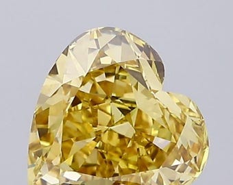 3.58 CT Heart Cut Fancy Vivid Yellow Lab-Grown Diamond, VVS2, IGI Certified