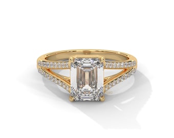 1.93 Ct Smaragdschliff Diamant-Verlobungsring, Split Pave Band, IGI-zertifiziert, Geschenk für sie, Geschenk für sie, IGI-zertifiziert