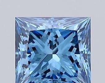 1.06 CT Princess Cut Vivid Blue Lab Grown Diamond, IGI Certified