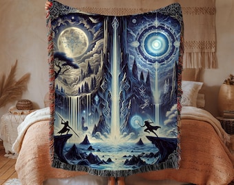 Manta del Trono de Cristal: Manta de algodón tejido para amantes de los libros de fantasía
