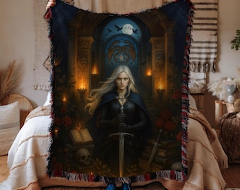 Throne of Glass Woven Blanket: Dark Academia Fantasy Throw