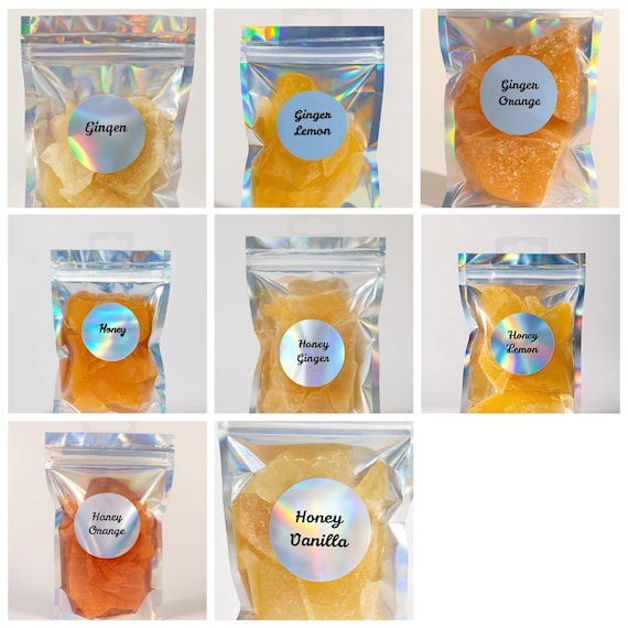 Delight in 8 Honey and Ginger Varieties of Old-Fashioned Hard Tack! Handcrafted 4 oz Bags - Nostalgic Candy Treat