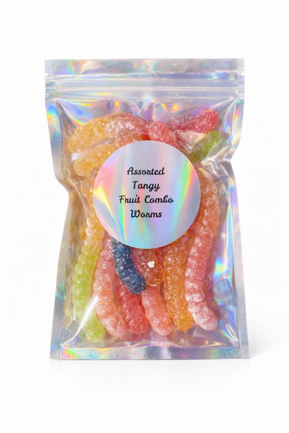 Handmade Assorted Hard Candy Worms - Vibrant Fruity Flavors - Artisanal Quality - Fun Worm Shapes - Unique Snack Idea