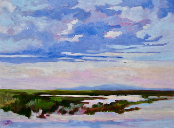 PRINT - Many Sizes - of Marsh Painting from Original Kiawah Island, South Carolina Impressionist Oil Painting by Rebecca Croft