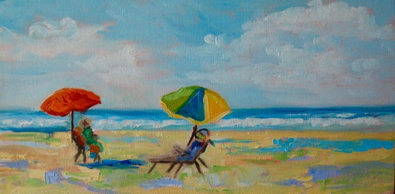 8 x 16 Beach Kiawah Charleston South Carolina City Impressionist Coastal Landscape Oil Painting by Rebecca Croft Studios
