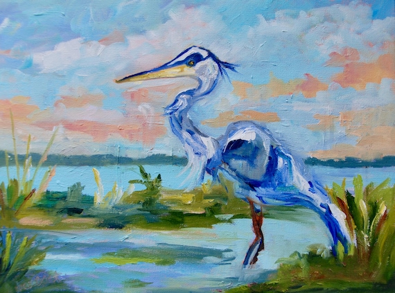 March Bird Charleston SC Impressionist Original Oil Landscape Painting by Rebecca Croft Studios