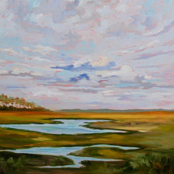 Giclee - Many Sizes - Frame Options - Marsh of Original Modern Impressionist Oil Painting by Rebecca Croft Studios