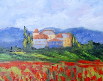 PRINT - Many Sizes - Print of Modern Impressionist Italian Tuscan Landscape by Rebecca Croft