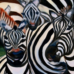 LARGE 24 x 36 Zebra Animal Painting Wall Art, Home, Office, Nursery Decor Original Oil Painting African Landscape by Rebecca Croft Studios image 4