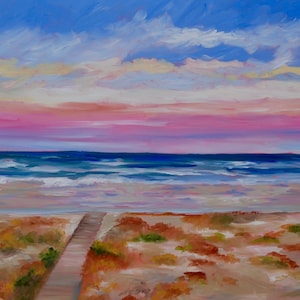 Giclee - Many Sizes - Frame Options - Beach of Original Modern Impressionist Oil Painting by Rebecca Croft Studios