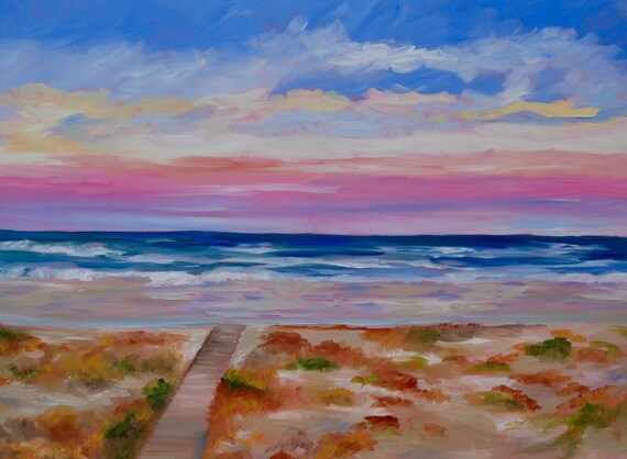 Giclee - Many Sizes - Frame Options - Beach of Original Modern Impressionist Oil Painting by Rebecca Croft Studios