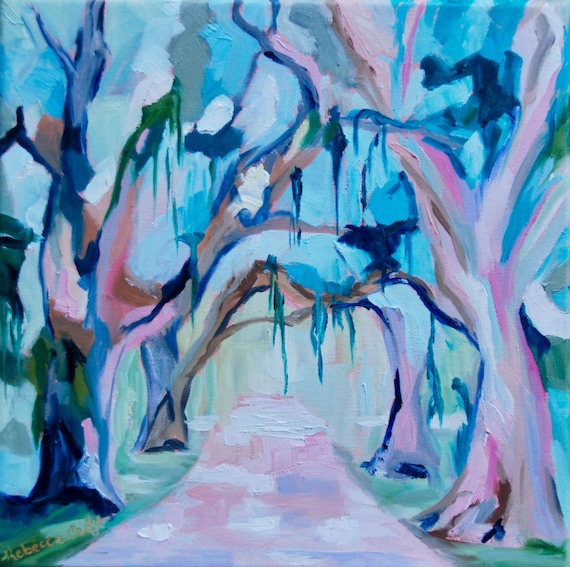 Marsh Low Country Charleston Live Oak Tree Impressionist Original Oil Landscape Painting by Rebecca Croft Studios