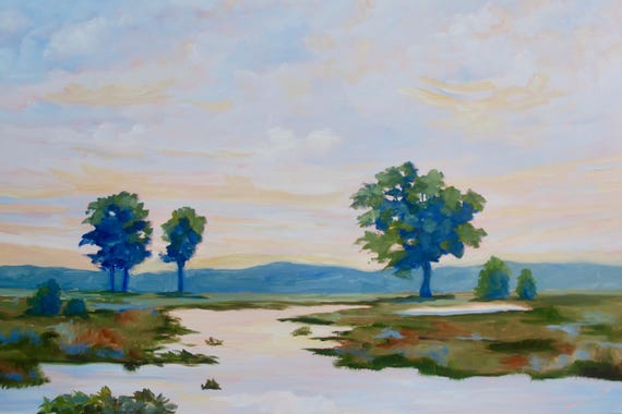 Marsh Modern Impressionist South Carolina Kiawah Island Low Country Landscape Oil Painting By Rebecca Croft Studios