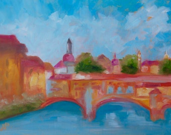 PRINT - Many Sizes - Print of Modern Impressionist Florence Italy Landscape by Rebecca Croft