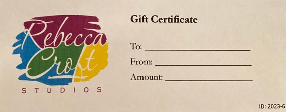 GIFT CERTIFICATE for Rebecca Croft Studios