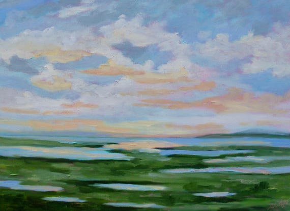 Giclee - Many Sizes - Frame Options - Marsh of Original Modern Impressionist Oil Painting by Rebecca Croft Studios