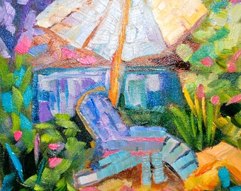 PRINT MANY SIZES - French Paris Garden in Spring Print from Original Oil Painting by Rebecca Croft
