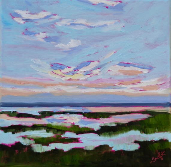 Giclee - Many Sizes - Frame Options - Marsh of Original Modern Impressionist Oil Painting by Rebecca Croft Studios