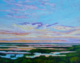 Giclee - Many Sizes - Frame Options - Marsh of Original Modern Impressionist Oil Painting by Rebecca Croft Studios