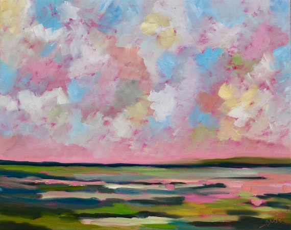 Giclee - Many Sizes - Frame Options - Marsh of Original Modern Impressionist Oil Painting by Rebecca Croft Studios