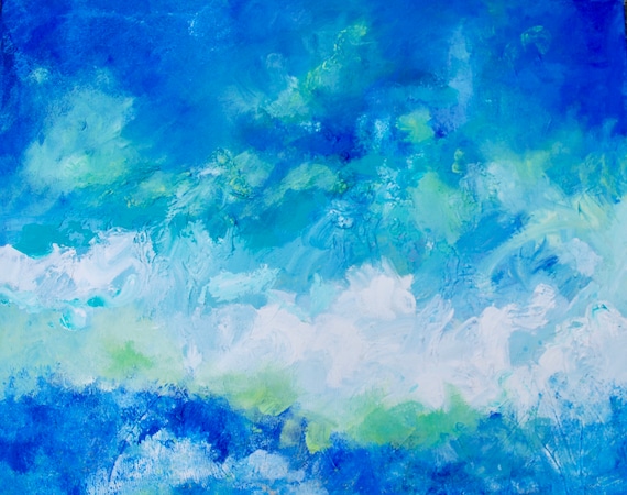 Large 20 x 30 Abstract Contemporary Modern Acrylic Landscape by Rebecca Croft Studios