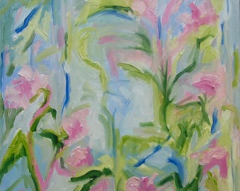 Original Oil Painting Floral Abstract Oil Painting 12 x 12 Still Life Art by Rebecca Croft Studios