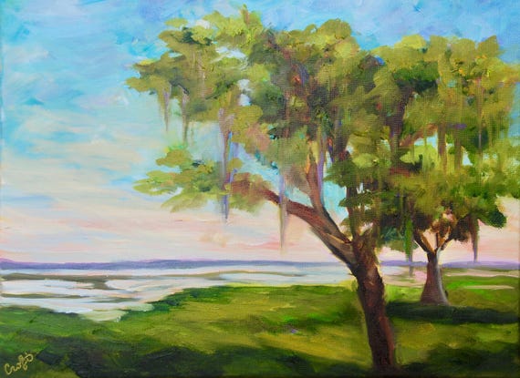 Giclee - Many Sizes - Frame Options - Marsh of Original Modern Impressionist Oil Painting by Rebecca Croft Studios