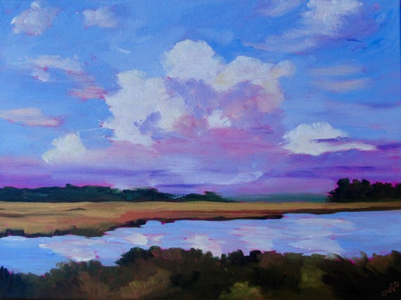 Giclee - Many Sizes - Frame Options - Marsh of Original Modern Impressionist Oil Painting by Rebecca Croft Studios