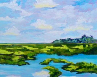 Giclee - Many Sizes - Frame Options - Marsh of Original Modern Impressionist Oil Painting by Rebecca Croft Studios