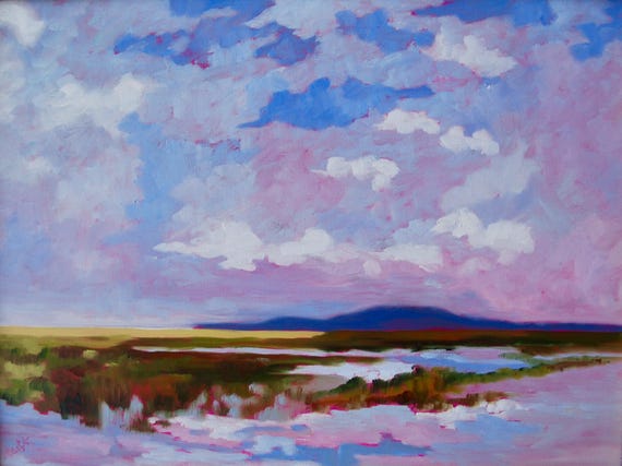 Giclee - Many Sizes - Frame Options - Marsh of Original Modern Impressionist Oil Painting by Rebecca Croft Studios