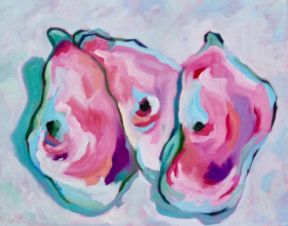 Giclee - Many Sizes - Frame Options - Oysters of Original Modern Impressionist Oil Painting by Rebecca Croft Studios