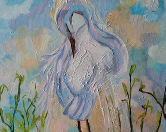 Giclee - Many Sizes - Frame Options - Marsh Bird of Original Modern Impressionist Oil Painting by Rebecca Croft Studios