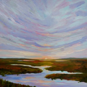 Framed Giclee 30 x 40 from Original Low Country Impressionist Marsh Landscape Oil Painting by Rebecca Croft Studios
