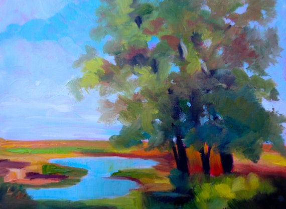 Fall Landscape Wall Art Home & Office Decor Modern Impressionist Fine Art Original Oil Painting by Rebecca Croft