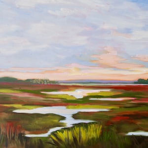 Original Marsh Impressionist Oil Painting by Rebecca Croft Studios