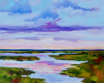 Giclee - Many Sizes - Frame Options - Marsh of Original Modern Impressionist Oil Painting by Rebecca Croft Studios