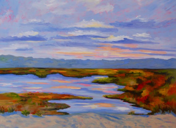 PRINT - Many Sizes - of Marsh Painting from Original Kiawah Island, South Carolina Impressionist Oil Painting by Rebecca Croft