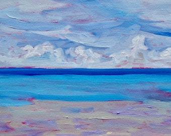 Grace Bay Beach Impressionist Original Oil Painting by Rebecca Croft Studios
